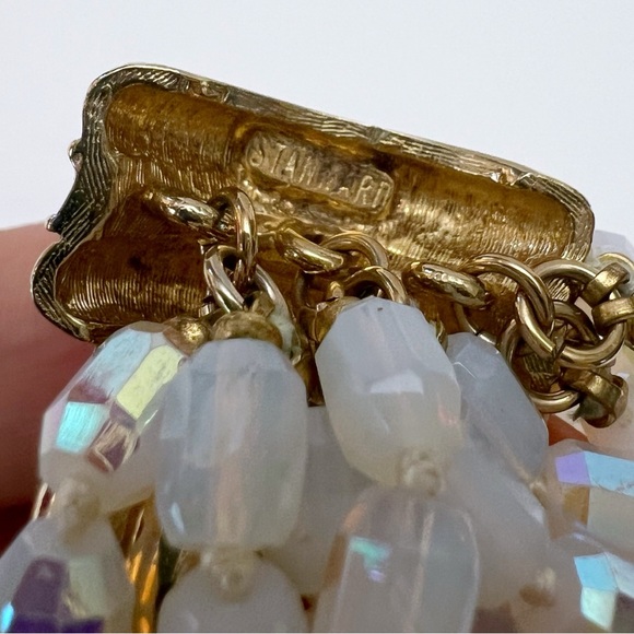 Vintage Donald Stannard 12 Strand Opalescent AB Glass Beaded Hook Necklace - Picture 8 of 8